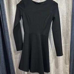 Lulu's Black Fit and Flare Long Sleeve Cocktail Dress